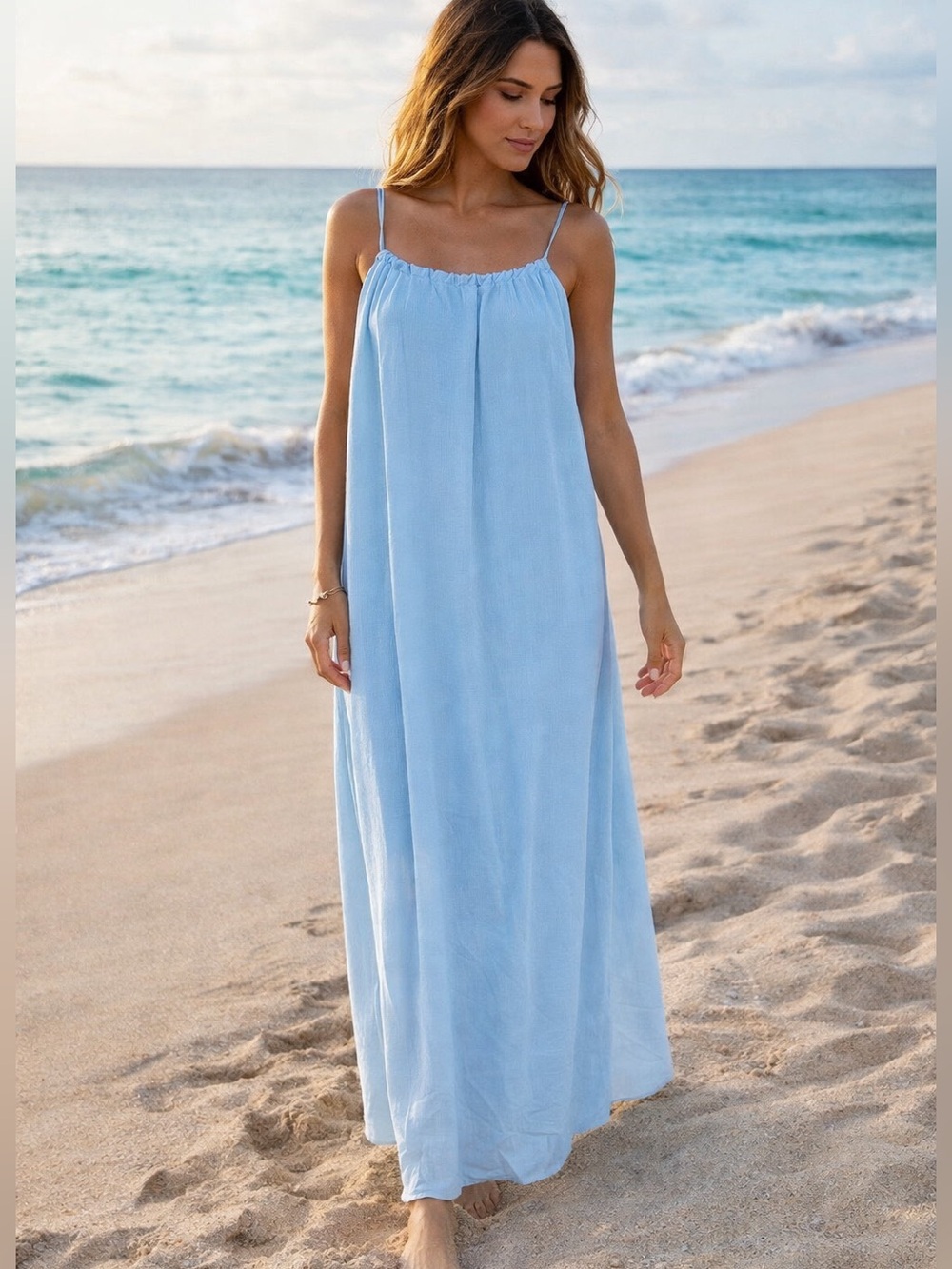 Light Blue Maxi Slip Dress